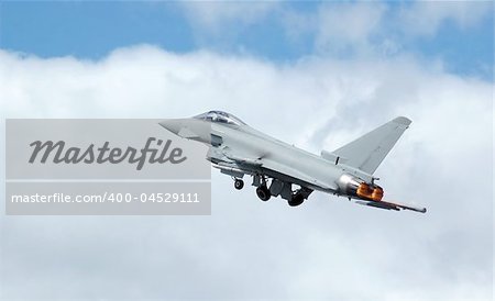 euro fighter: typhoon military jet on take-off