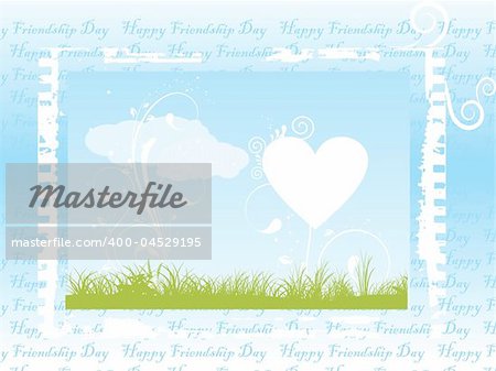 grungy frame of  hearts and cloud, vector