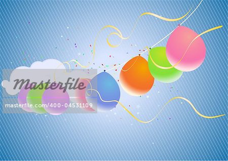 Colorful Party Balloons and Confetti - great for Invitation card for birthdays, anniversary and parties.