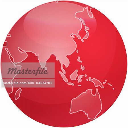 Map of Asia on a glossy sphere
