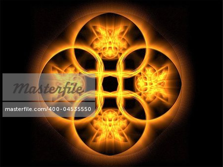 Flame geometric ornament. Abstract background. Raster fractal graphics.