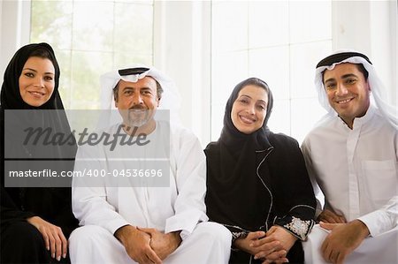 Portrait of a Middle Eastern family sitting together