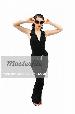 Portrait of young hispanic fashion female standing isolated