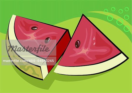 Illustration of two sliced watermelon pieces