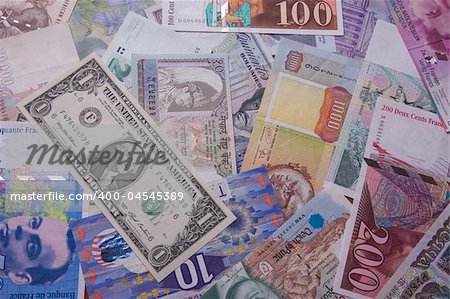 Financial background - Banknote assortment of many countries