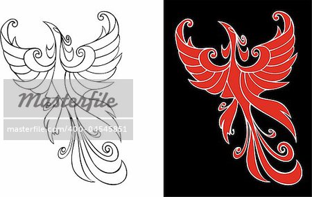 Firebird, mythical creature from russian tales, element for design, vector illustration