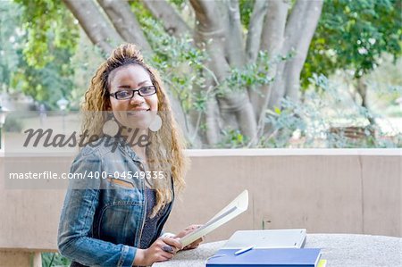 happy young female african american college student