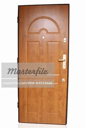 brown armoured door on white background
