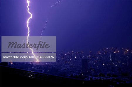 Lightning hitting a house