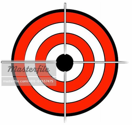 red white and black bullseye target with crosshair
