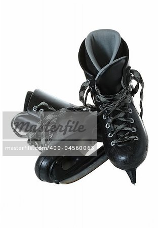 Old skates of ice hockey on a white background