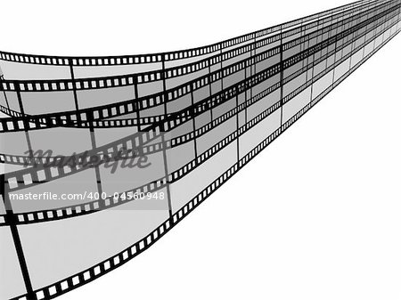 3d blank films strip over white background