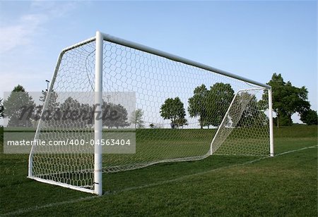 A vacant soccer goal.