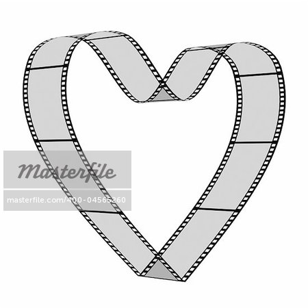 3d blank films heart over white background
