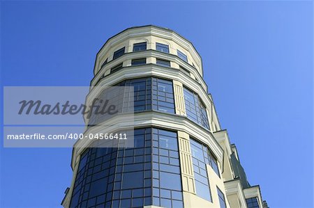 Blue and round building, modern style