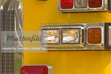 Close-up of section of fire truck.