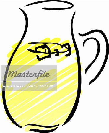 A pitcher of lemonade. Retro hand-drawn lineart illustration