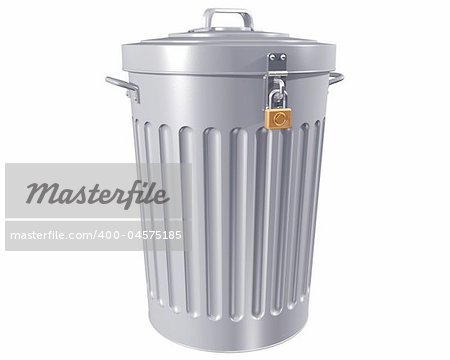 Illustration of a traditional trashcan with a lock