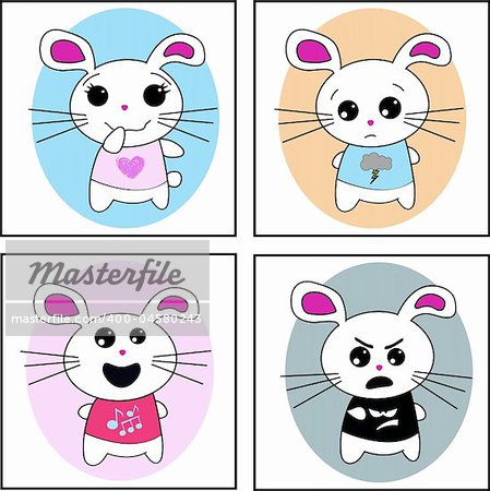 Four different bunnies vector illustration