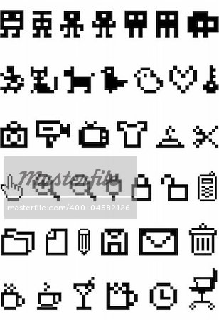 pixel icon set, vector