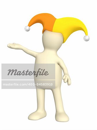 3d person - puppet, in a hat of the clown with bells
