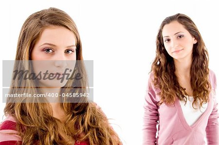 portrait of young sisters with white background