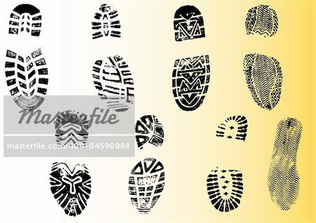8 Shoeprints - Highly detailed transparent vectors so they can be overliad onto other graphic elements