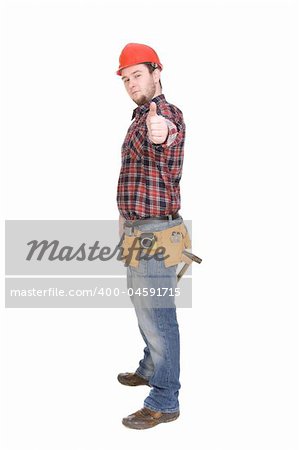 worker with tools. over white background