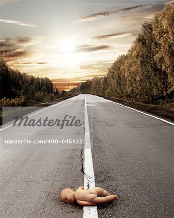 Conceptual image - death of the child on road
