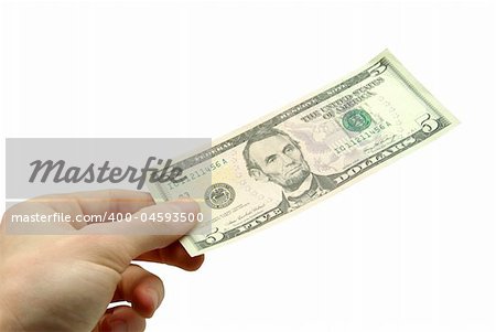 Money in hands isolated on white