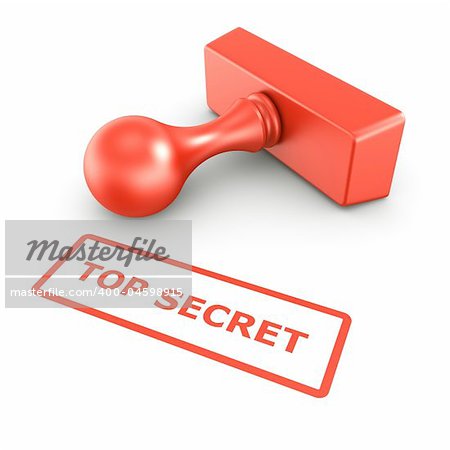 3d rendering of a rubber stamp with TOP SECRET in red ink