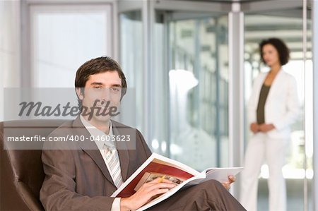 businessman reading document