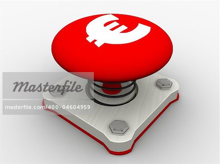 Red start button on a metal platform