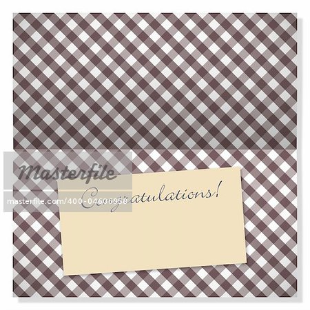 Trendy card with vichy pattern and label with copyspace to use as an announcement or greeting card