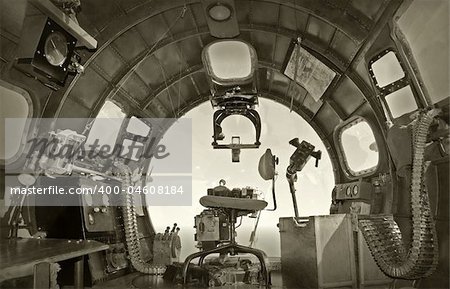 Cockpit view from World War II era bomber