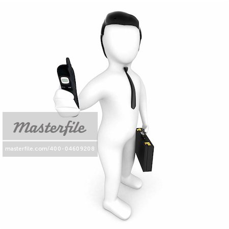 businessman  cartoon in 3D on isolated white background