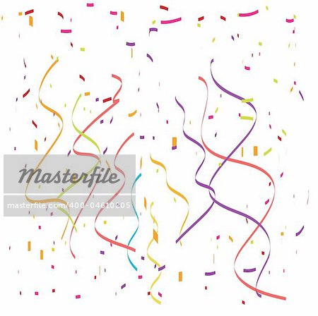 Falling confetti and streamers vector illustration