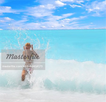 Beautiful young woman enjoying the Ionian sea in Greece