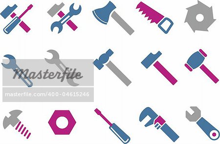 Vector icons pack - Blue-Fuchsia Series, tool collection