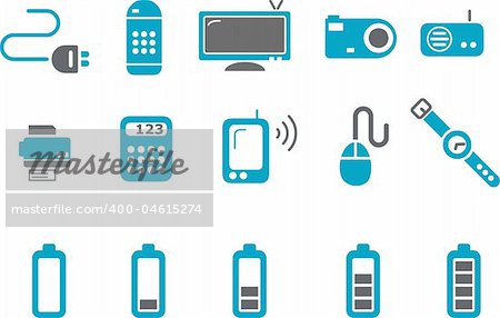 Vector icons pack - Blue Series, electronic collection