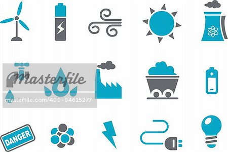 Vector icons pack - Blue Series, energy collection