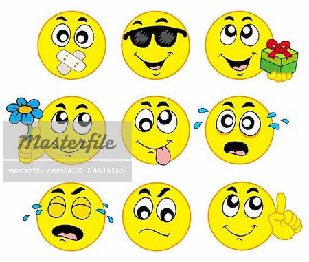 Various smileys 2 on white background - vector illustration.