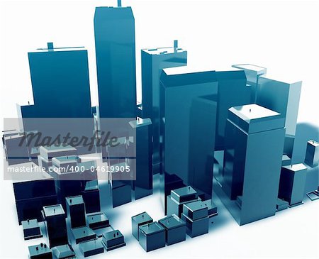 Abstract generic city with modern office buildings illustration