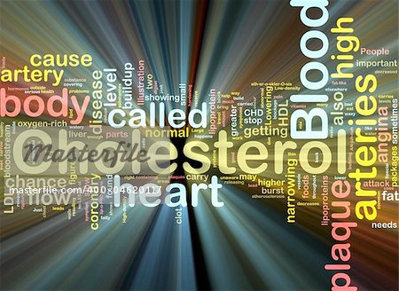 Word cloud concept illustration of  blood cholesterol glowing light effect