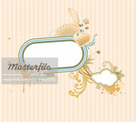 Vector illustration of funky styled design frame made of floral elements