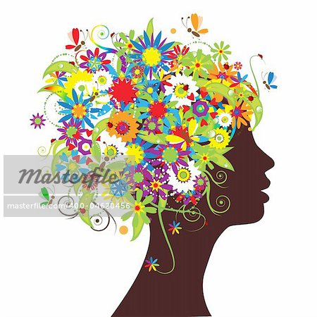 Floral head silhouette