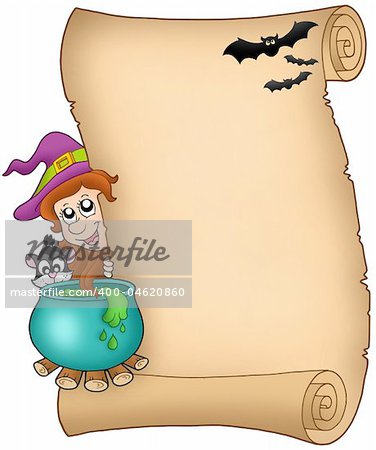 Halloween parchment 3 - color illustration.