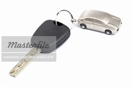 Car key isolated on white background with shallow depth of field
