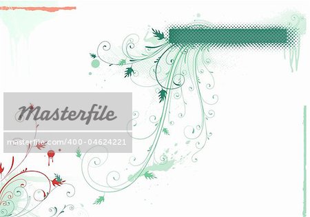 Vector illustration of green Grunge Floral Decorative frame