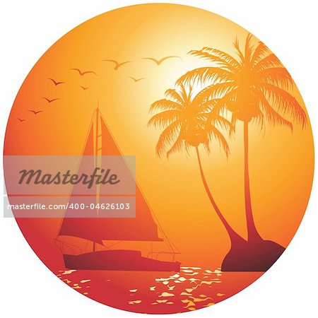 Yacht on the ocean - summer holiday background